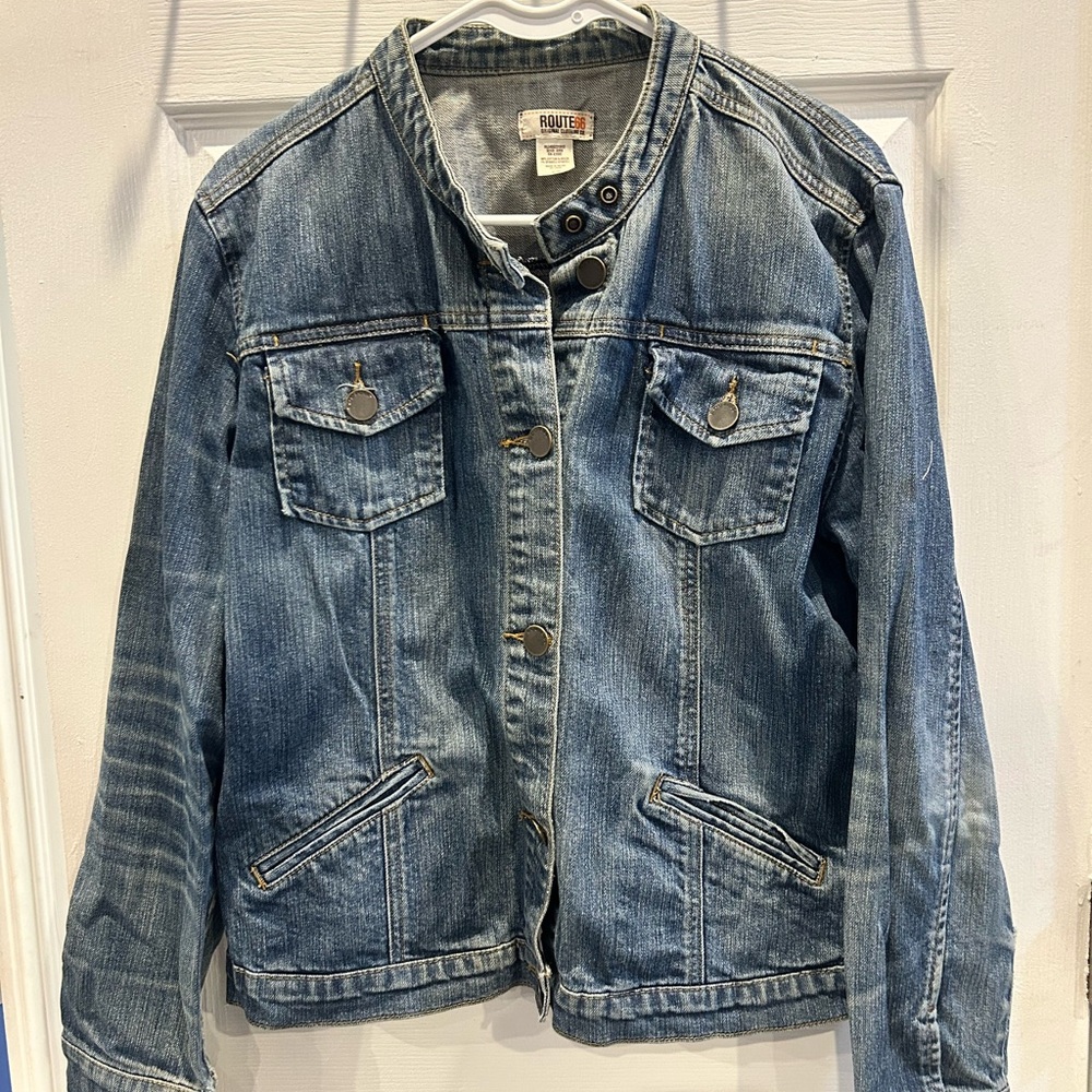 Route 66 Classic Blue Distressed Denim Jacket XL 💙